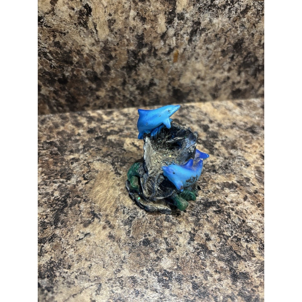 Dolphins Swimming Figure In Coral Ocean Miniature